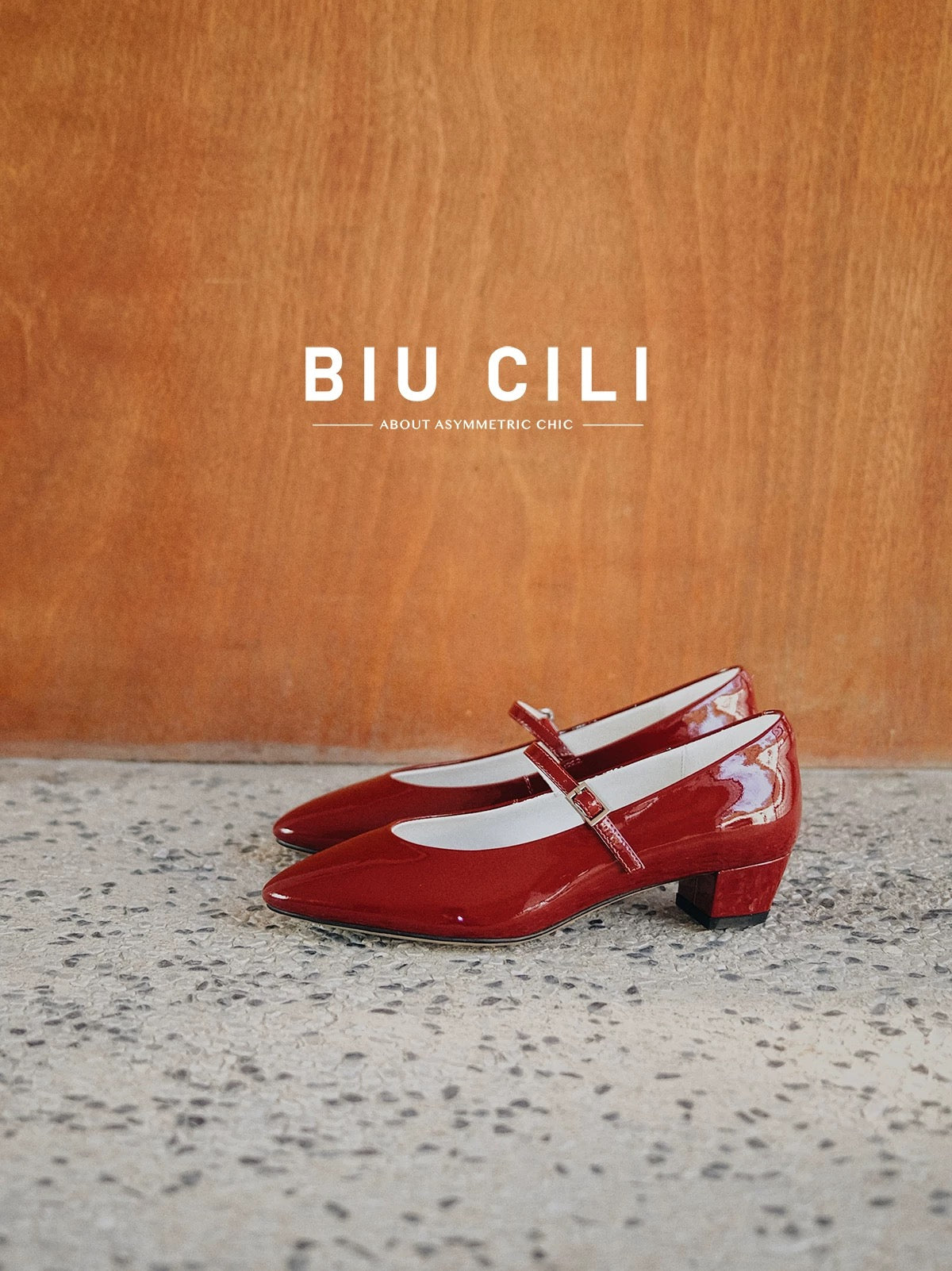 Minimalist Leather Mary Jane Block Heels with Asymmetric Buckle