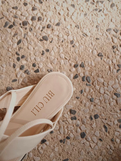 "Slow Time" Minimalist Leather Sandals with Sculptural Silver Detail