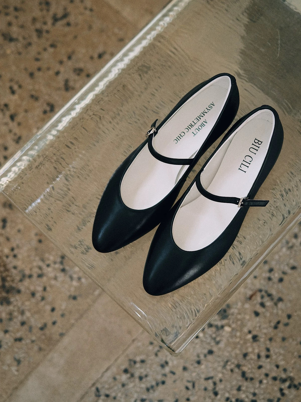 Minimalist Leather Mary Jane Block Heels with Asymmetric Buckle