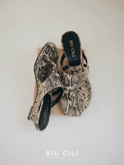 Summer Leather Wedge Heel Sandals