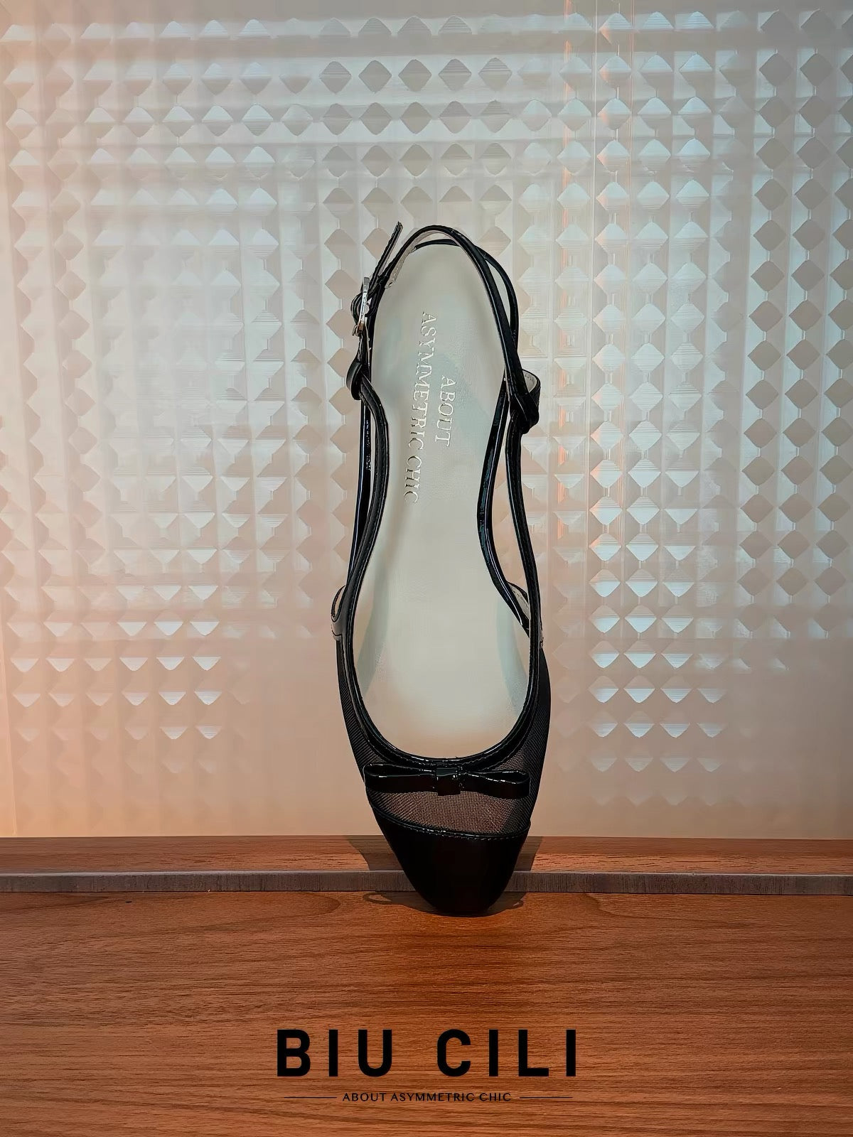 Asymmetric Mesh Slingback Flats