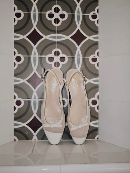 Asymmetric Mesh Slingback Flats