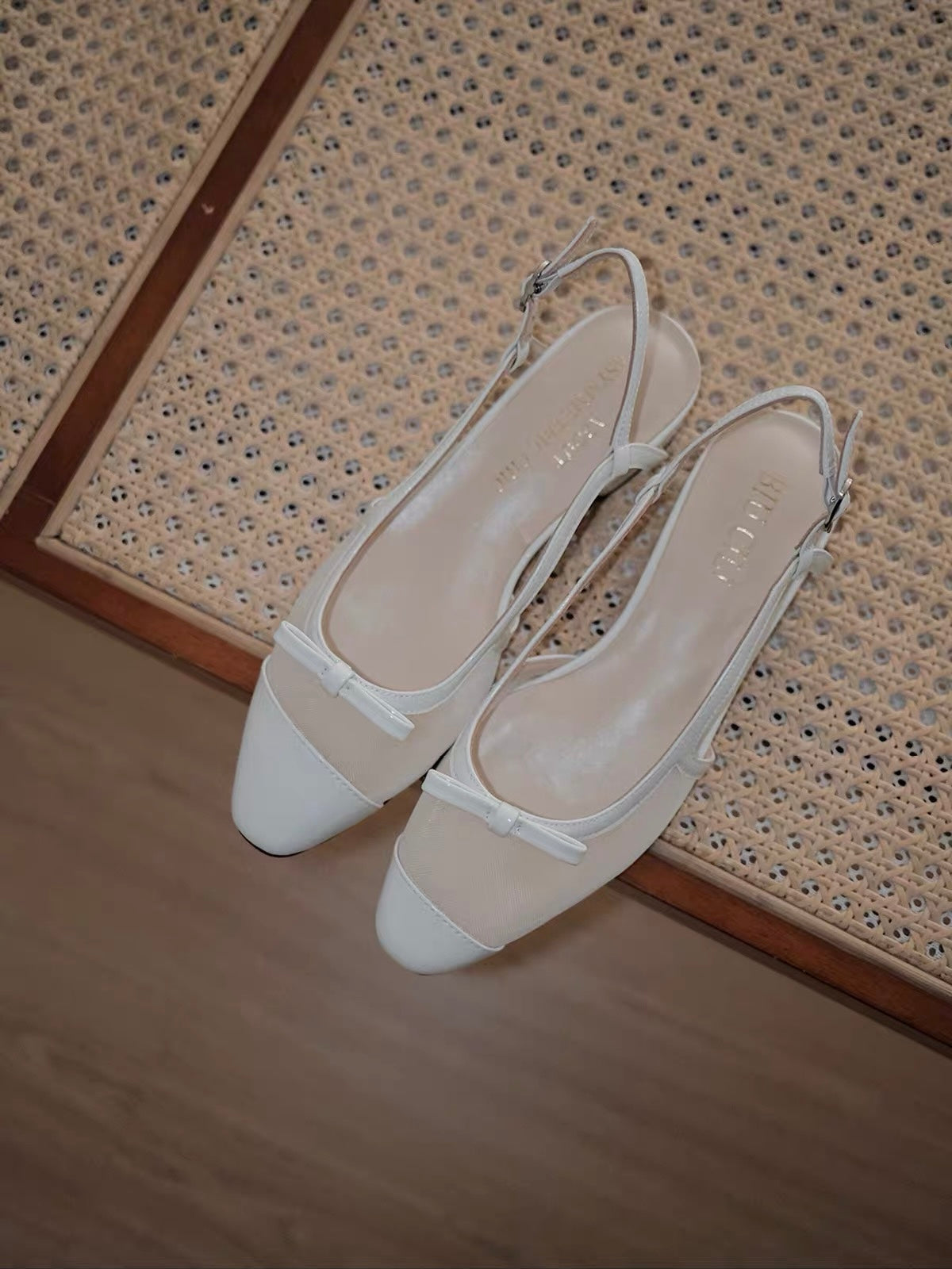 Asymmetric Mesh Slingback Flats