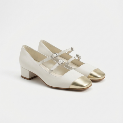 Golden Era Women's Asymmetric Square Toe Mary Jane Heels