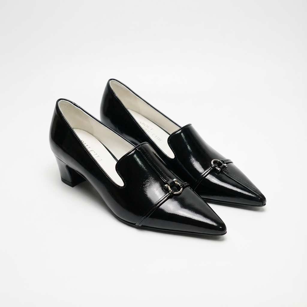 "Modern City" Asymmetric Aesthetic Pointed Toe Heels in Black or Silver