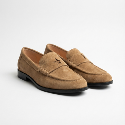 Star & Moon Minimalist Leather Loafers with Asymmetric Details